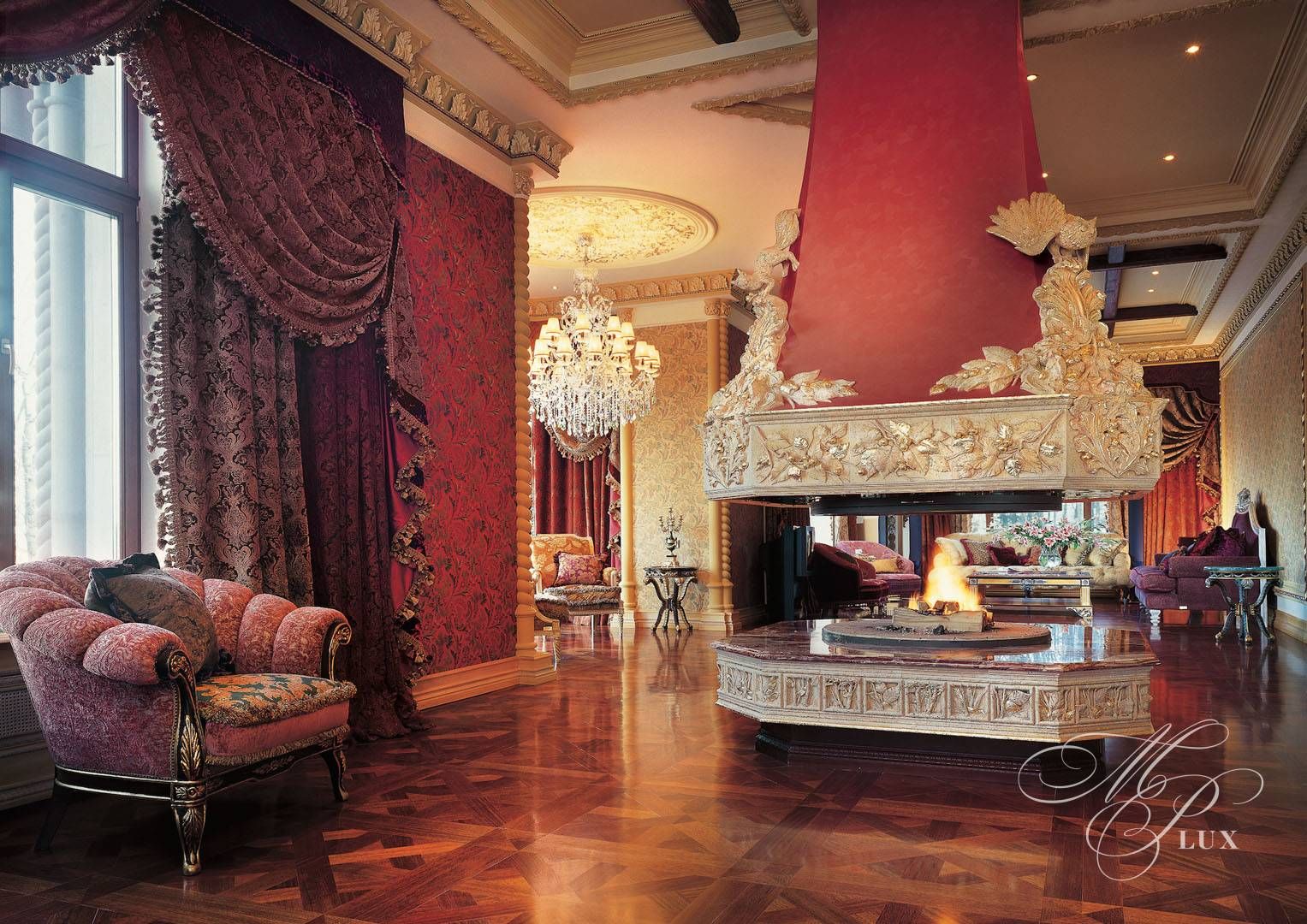 amazing living room with fireplace