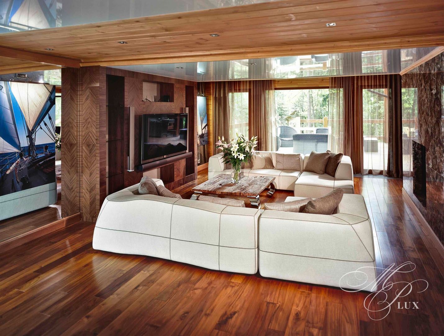 wooden house living room