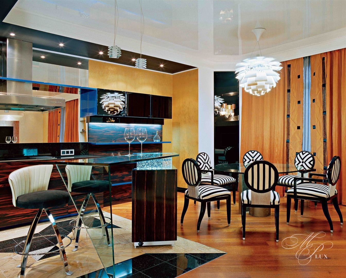 современный дизайн столовой зоны